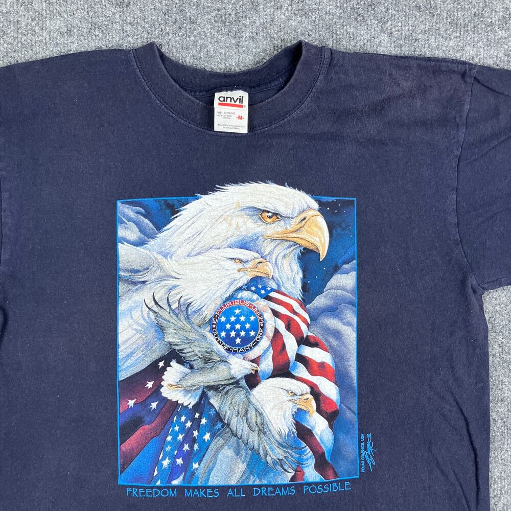 Eagle USA‎ T-Shirt Mens M Navy Freedom Graphic American Flag Patriotic Vintage